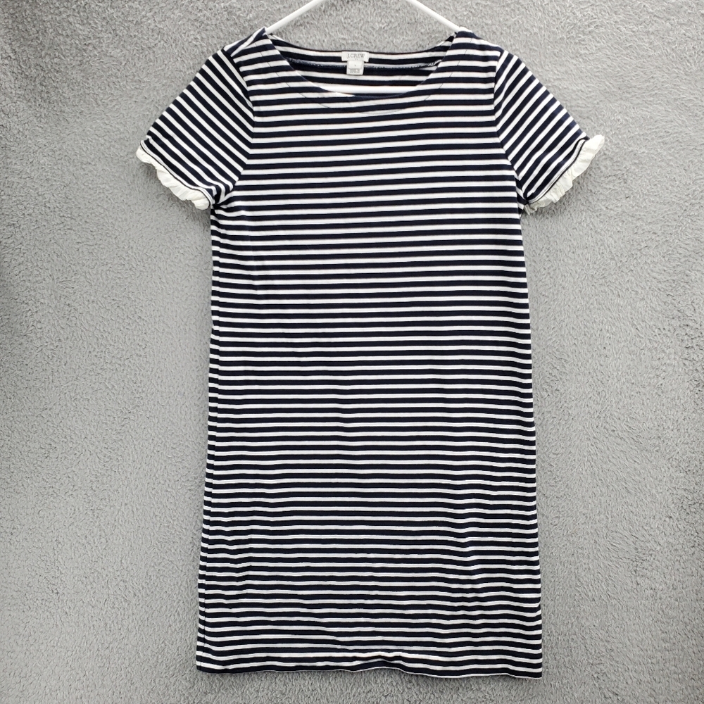 J Crew Factory Striped Poplin-Trimmed Dress Womens Size Small